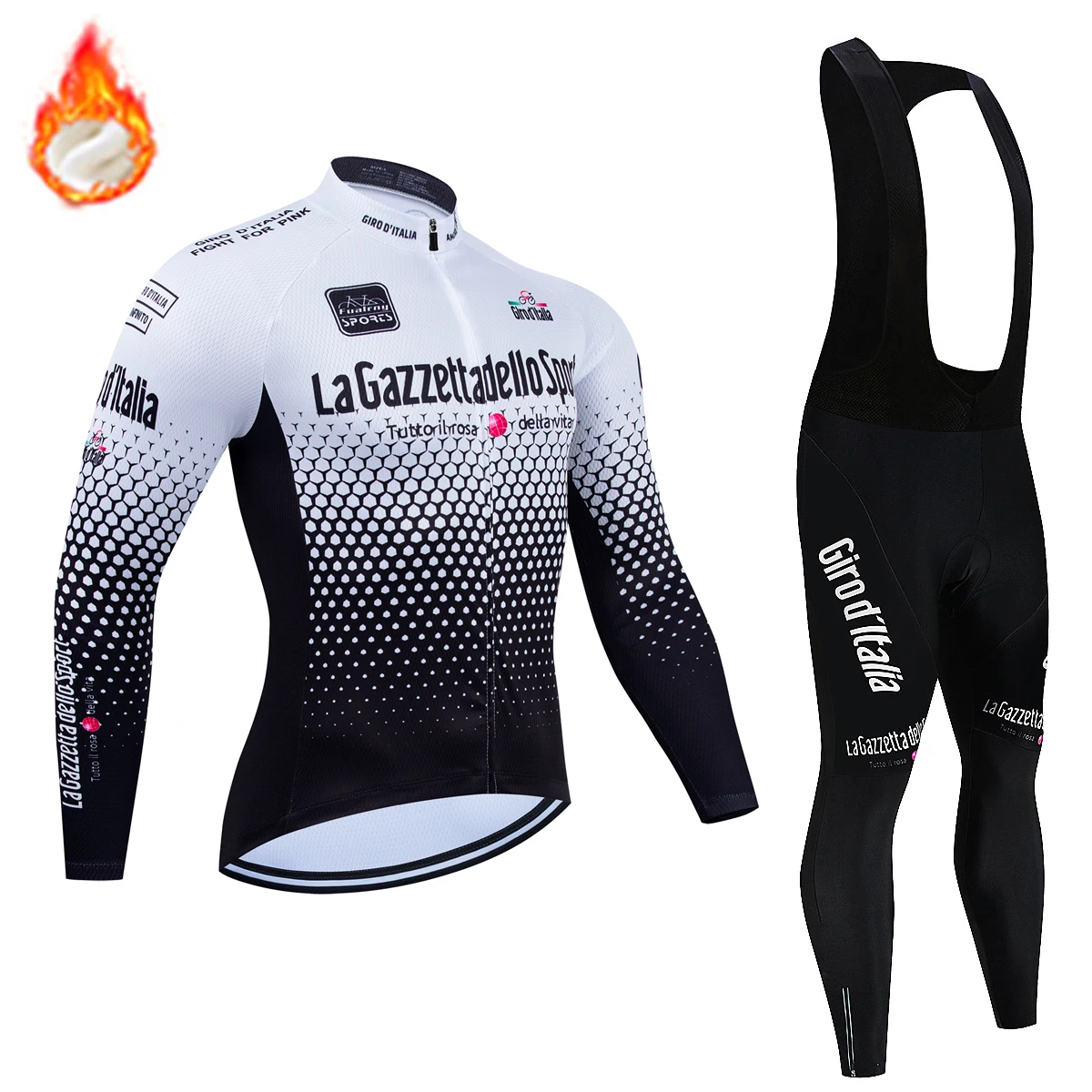 Men's Winter Thermal Fleece Cycling Jersey Sets Long Sleeve Bicycle Clothing MTB Bike Wear Tour De Italy Cycling Suit