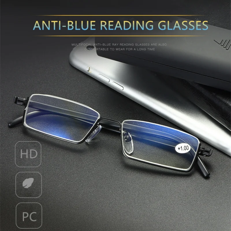 FGMetalAntiBlueLightReadingGlassesMenHalfFramePrescription
