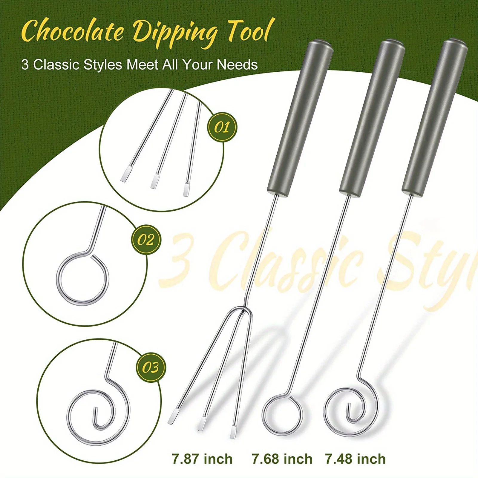 Chocolate Dipping Fork & Spoon Set-2/5pcs Stainless Steel Candy Making And Decorating Tools For Chefs