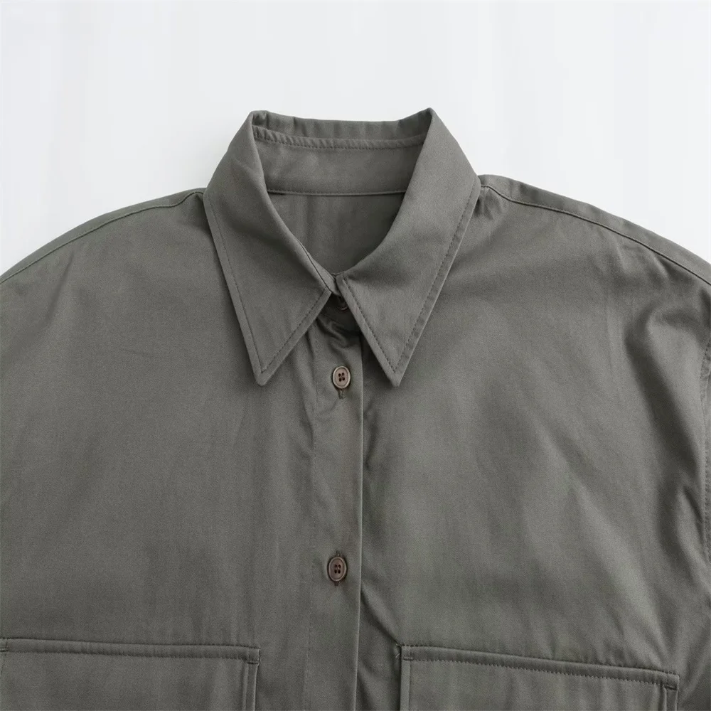 Autumn New Women's Wear Design Sense: A Small Number Polo Neck Loose Windbreaker Fabric Short Shirt 4432029