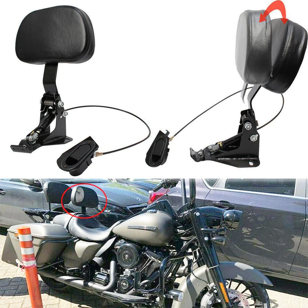 

Motorcycle Driver Backrest +Adjustable Black Arm Mounting Kit Fit For Harley Touring Electra Glide Road King 2009-2020