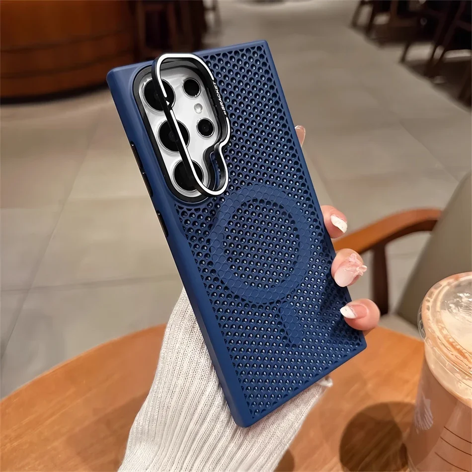 Luxury Breathable Mesh Magnetic Stand Cooling Shockproof Holder Case