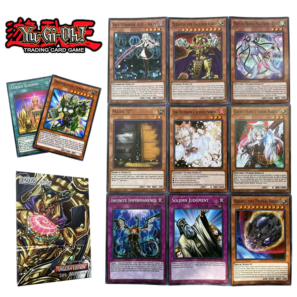 100pcs Yugioh Card In English Eldlich Sky Striker Virtual Word Yu Gi Oh  Master Duel Competitive Deck Trading Card Game - Game Collection Cards -  AliExpress