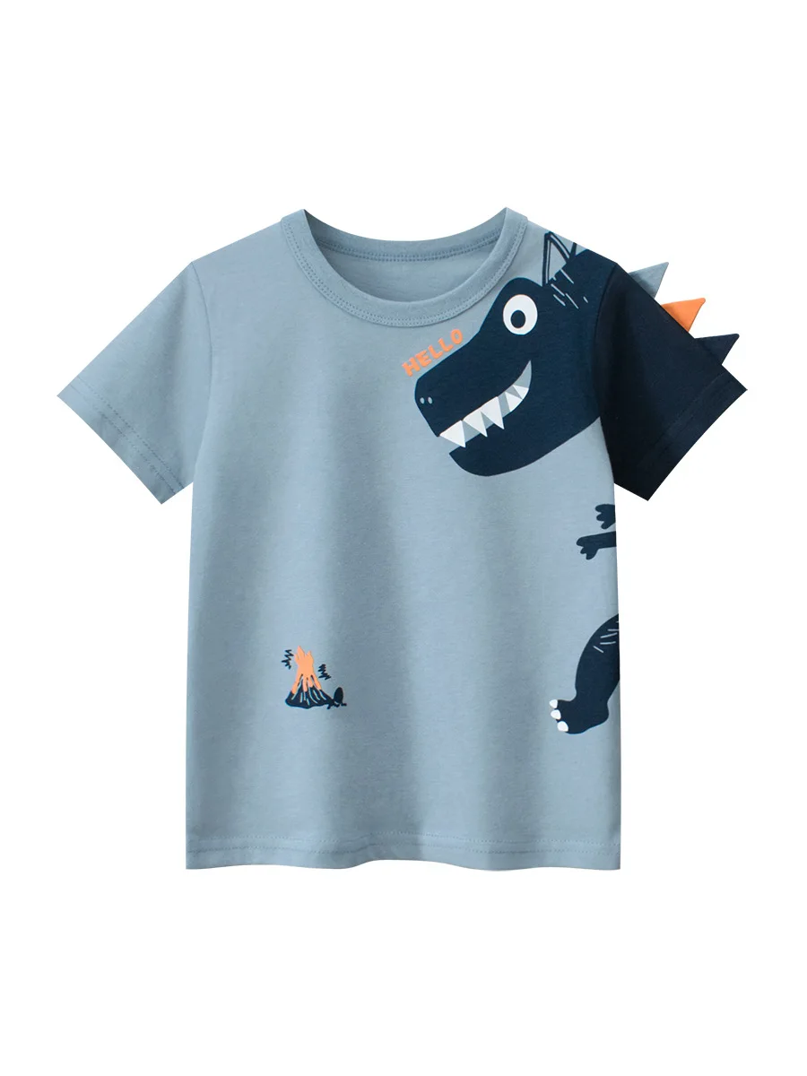 2024 Children 3D Cartoon Short T-Shirts Clothes for Boy 100% Cotton Short Sleeve Dinosaurs Cute Kids Casual Sport Top Tees 4