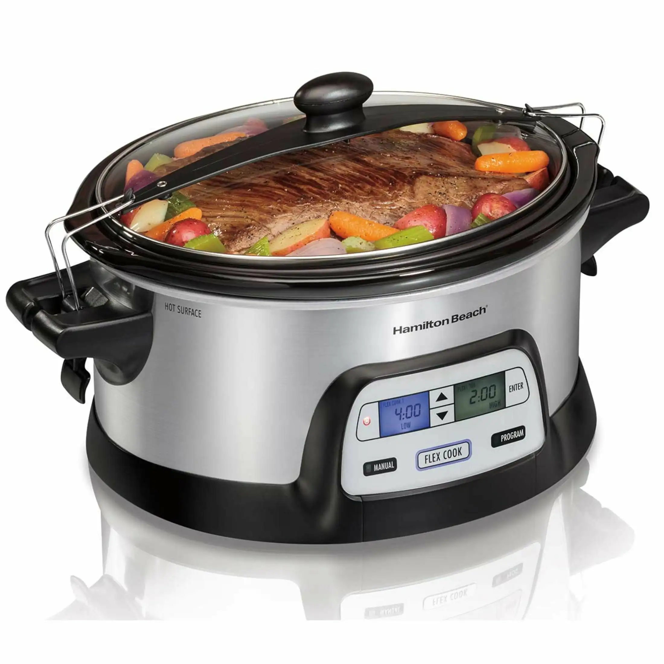 

Гамильтон пляж FlexCook 6 Qt остановка или Go медленная Варка-нержавеющая сталь