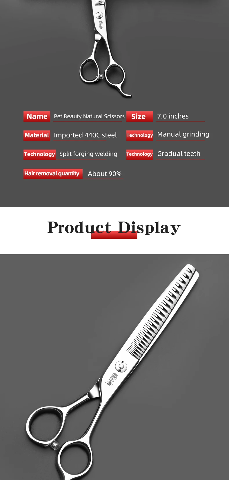 Pet Grooming Natural Scissors With A Hair Removal Rate Of 90% For Thinning Fish Bones, Specifically Designed For Beauty Shops