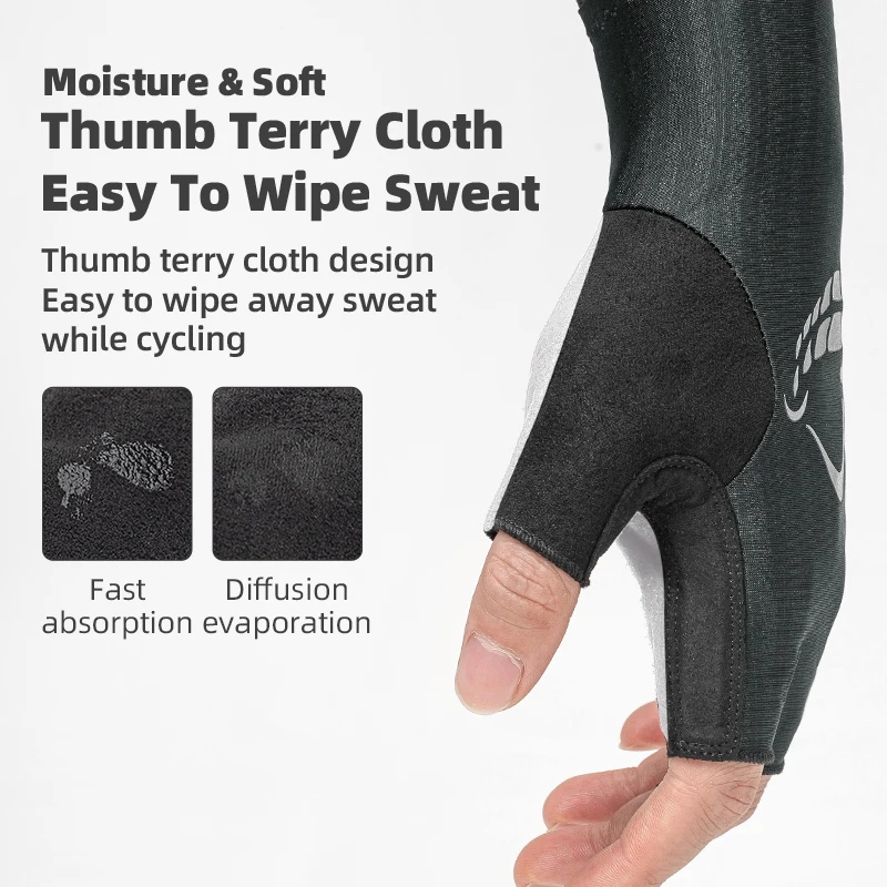 ROCKBROS Bicycle Half Finger Gloves Comfortable Shock Absorption Elastic Breathable Ultralight MTB Bike Gloves Cycling Equipment 5