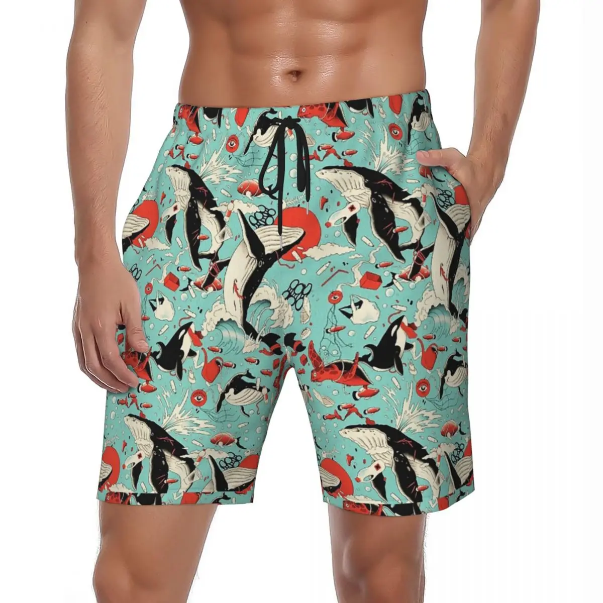 

Summer Board Shorts Male Swimming Sharks Sports Fitness Wild Animal Board Short Pants Stylish Breathable Swim Trunks Plus Size