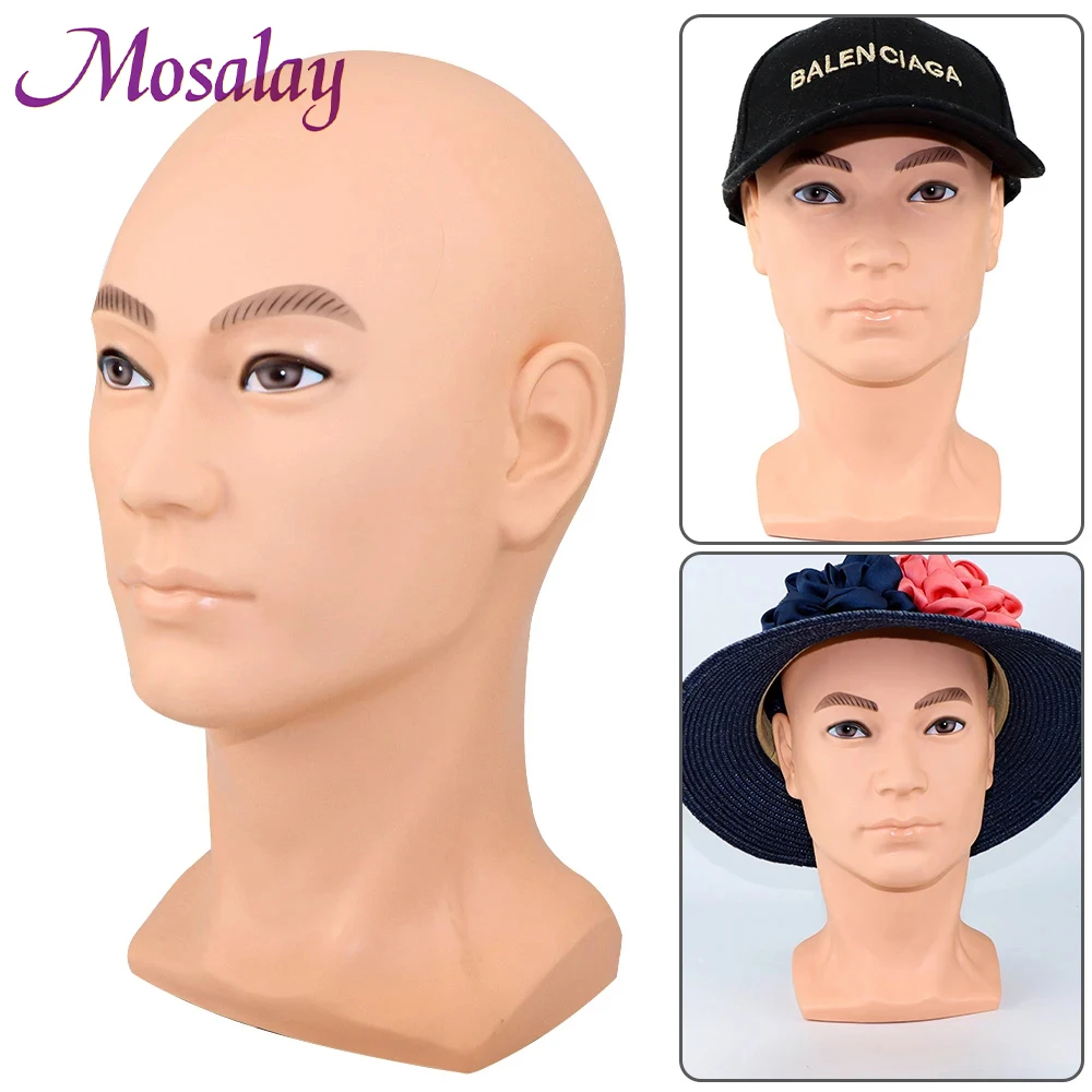 남성용 훈련 머리 대머리 마네킹 머리 가발 스탠드 마네킹 인형 머리, 가발 제작, 안경 모자 디스플레이 가발 