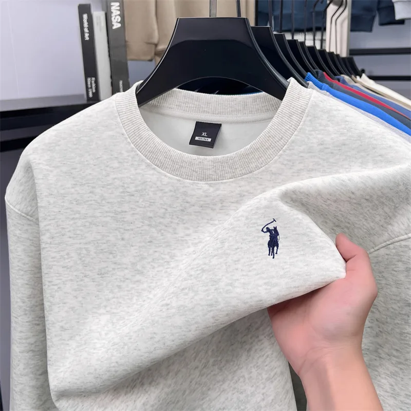 Designer Brand Men's Round Neck Sweatshirt Autumn New Fashion Thickened Warm Luxury Pony Embroidery Loose Casual Paul Pullover 1