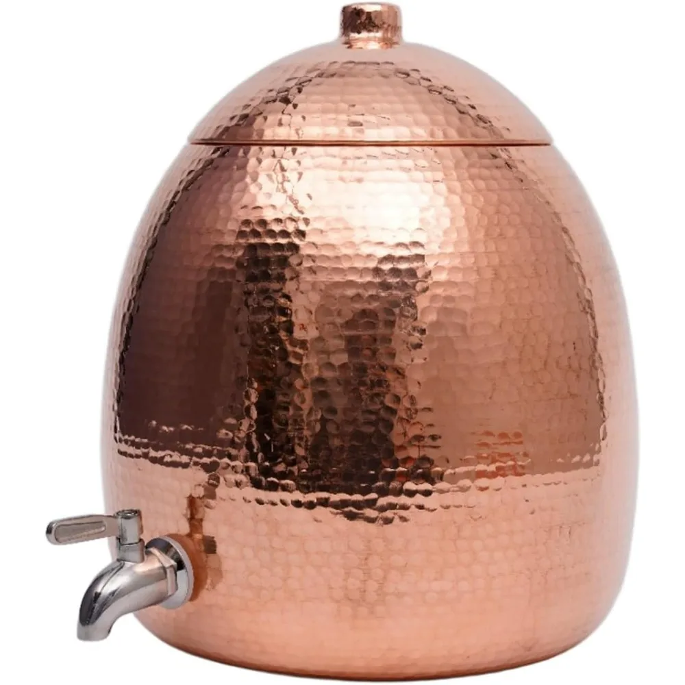 100% Pure Copper, Hand-Hammered 2.5 Gallon Water Dispenser - Ayurvedic, Uncoated Artisan Craft for Home and OfficeNEW-