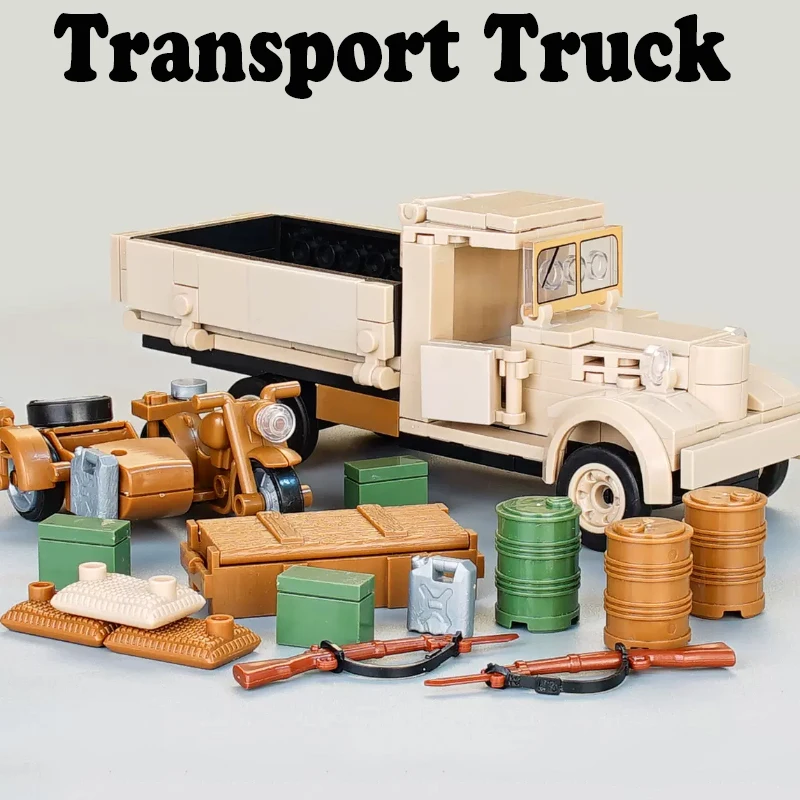 

Конструктор Военный транспорт WW2, грузовик, автомобиль, фигурки солдат, армейский мотоцикл, оружие, строительные блоки, игрушки для мальчиков