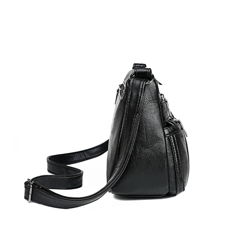 Women Messenger Bag Lady Shoulder Crossbody Bag Small Female pu Leather Handbag Black Flap Purse Bolsa