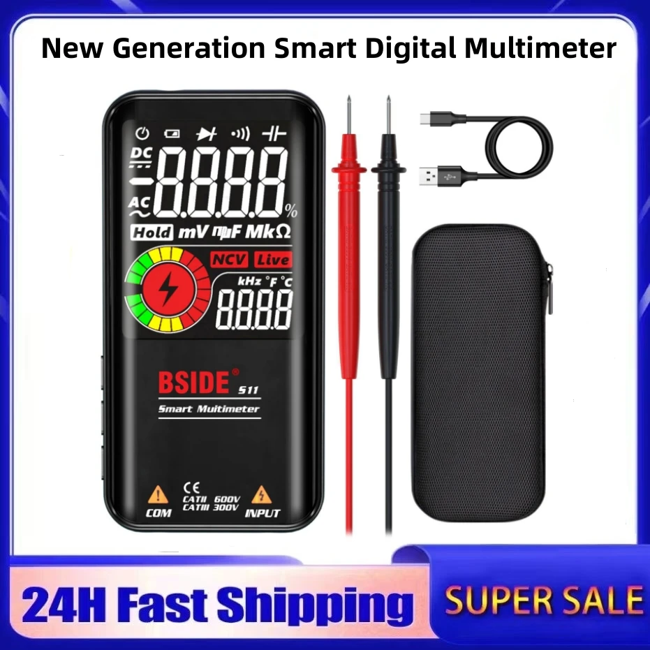 BSIDE S11 S10 Digital Multimeter Electrical Tester USB Charging T-RMS DC AC Voltage Capacitor Ohm Hz NCV Professional Multimeter digital multimeter
