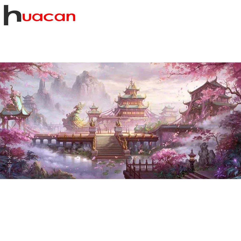Diamond painting 5D DIY full square/round house mountain mosaic Sakura flower landscape wall decor