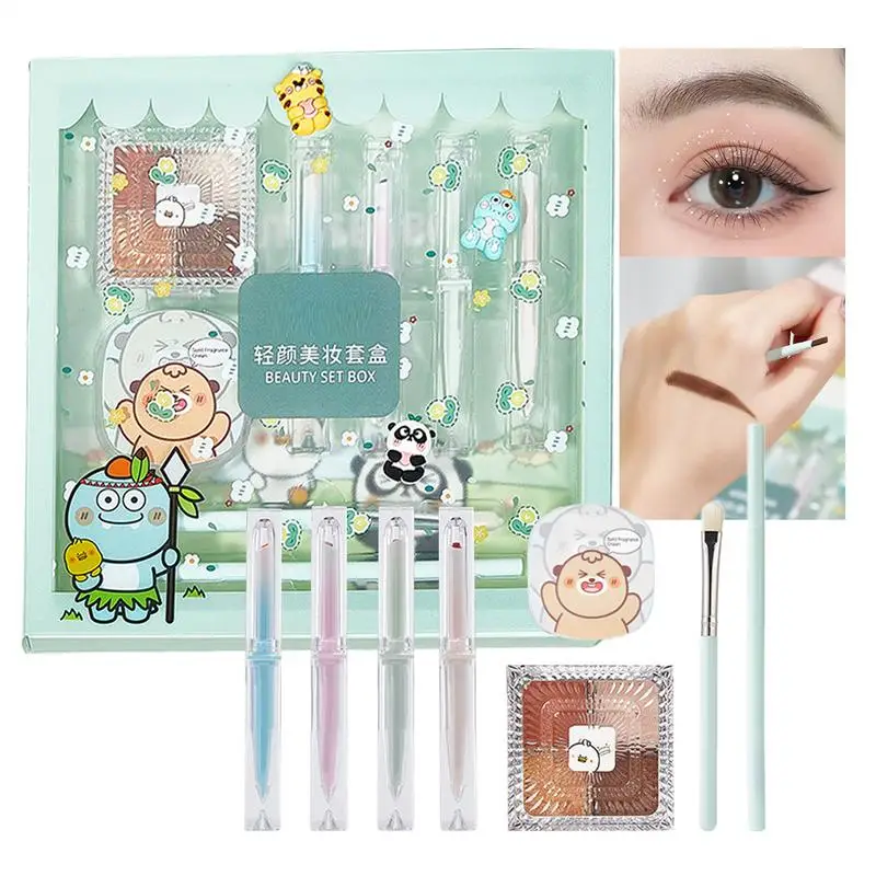 girl Makeup kit All-in-One Makeup Kit Gift Set Face Kit lipstick,eyebrow pencil,Eye shadow brush, eye shadow,Solid balm
