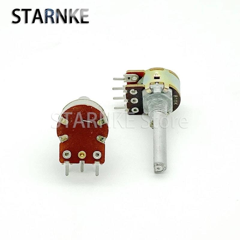 2PCS 16 Type B10K Single-link 5-Pin Audio Speaker Volume Potentiometer With Switch 10-point step-by-step 30mm Handle