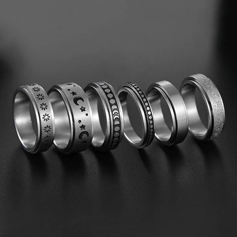 

Anxiety Ring Figet Spinner Rings For Women & Men Stainless Steel Rotate Freely Spinning Anti Stress Accessories Jewelry Gifts