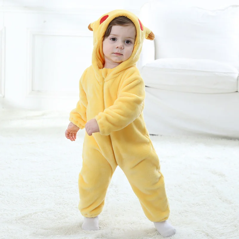 Pokemon Pikachu Baby Children Autumn Winter Warm Jumpsuit Cartoon