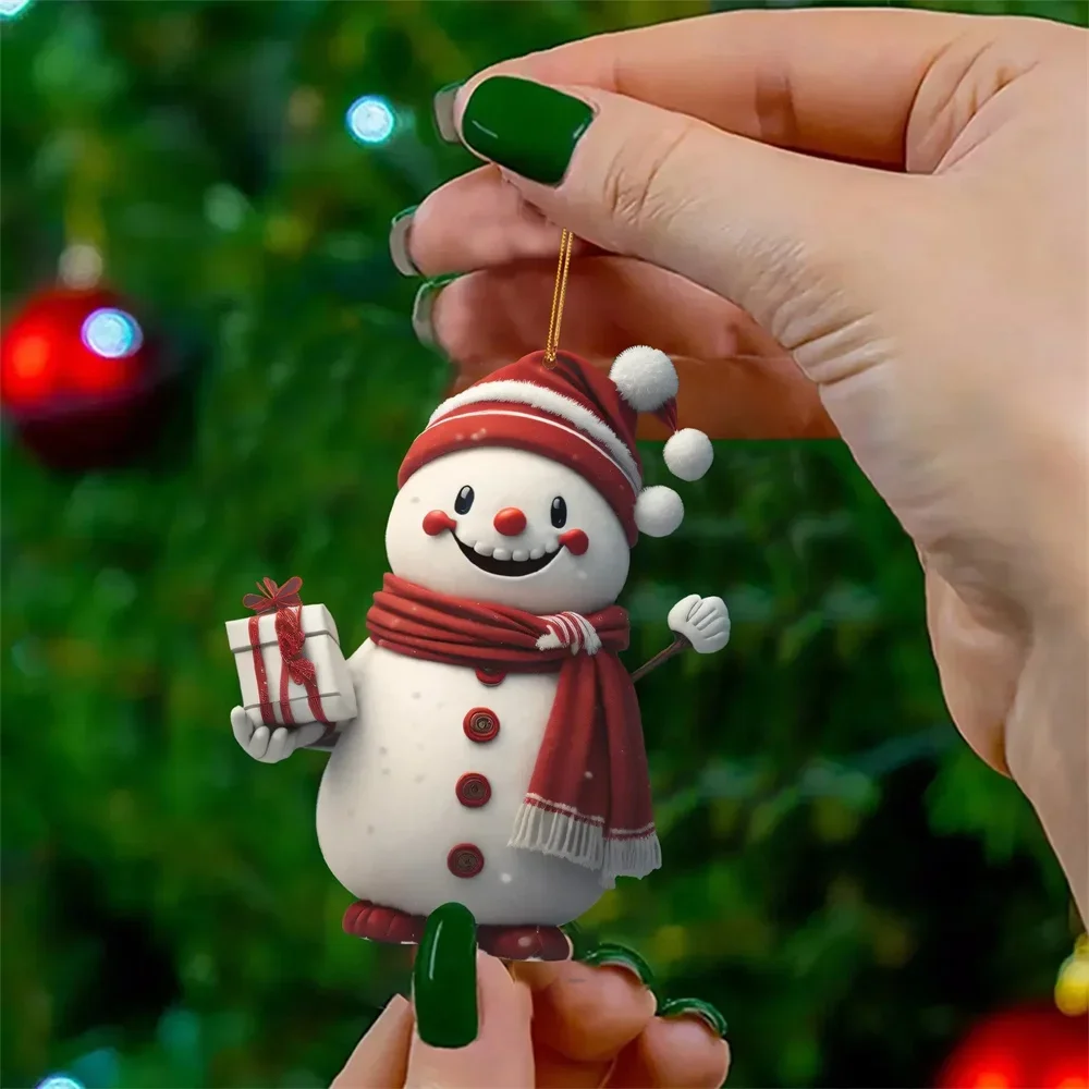 Adornos navideños de madera para colgar, bolas de Navidad, muñeco de nieve, manualidades para árbol de Navidad, regalos de Año Nuevo para el hogar