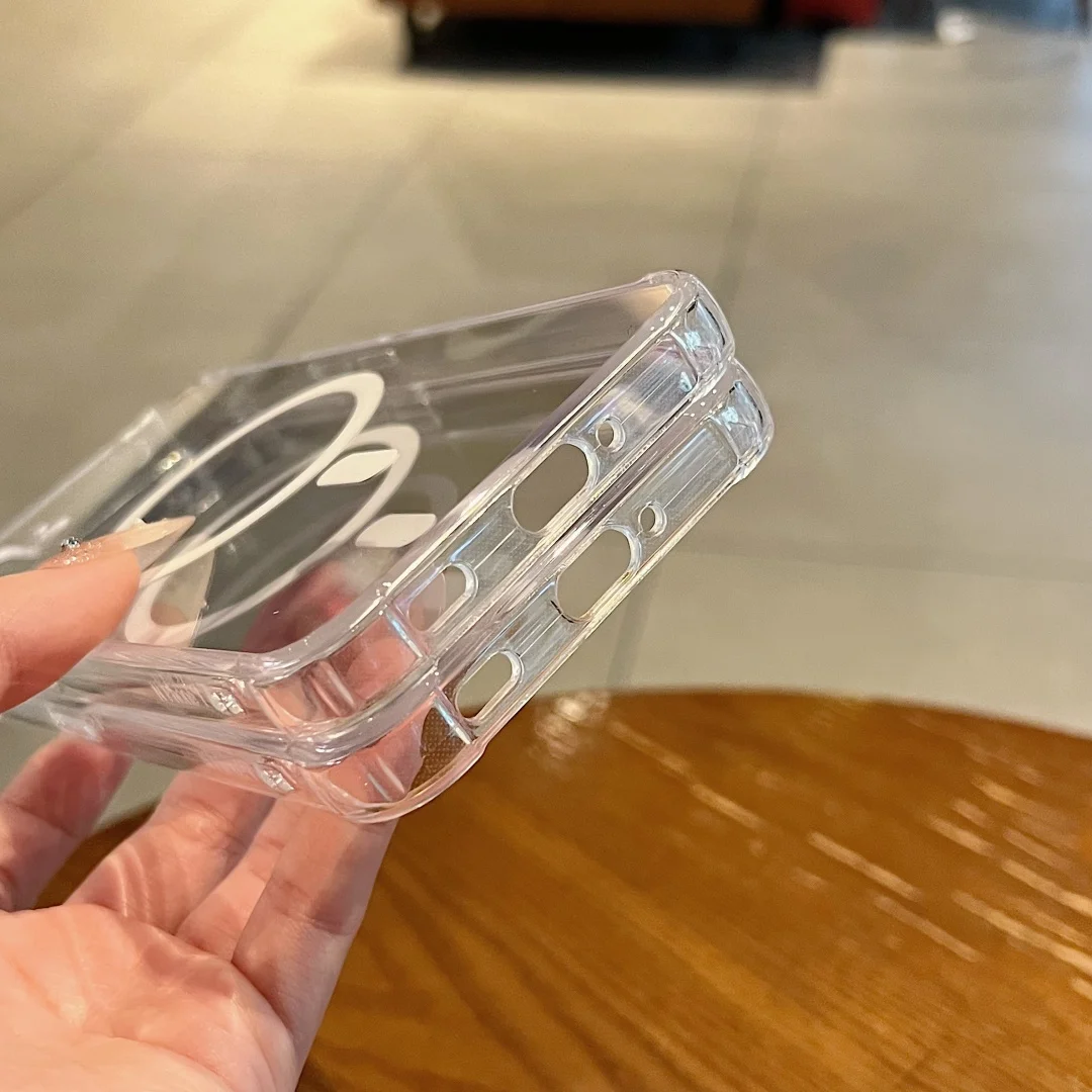 Transparent Magnetic Protective Phone Case with TPU Sides and Plastic Back