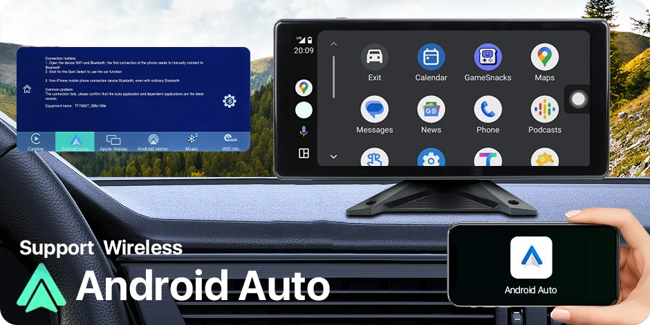 Description Picture 4 of itemGreenYi 10.36" 4CH WiFi Wireless Apple Carplay and Android-Auto AI Blind Spot BSD Alarm DVR Record Monitor IR Cam for Truck Bus