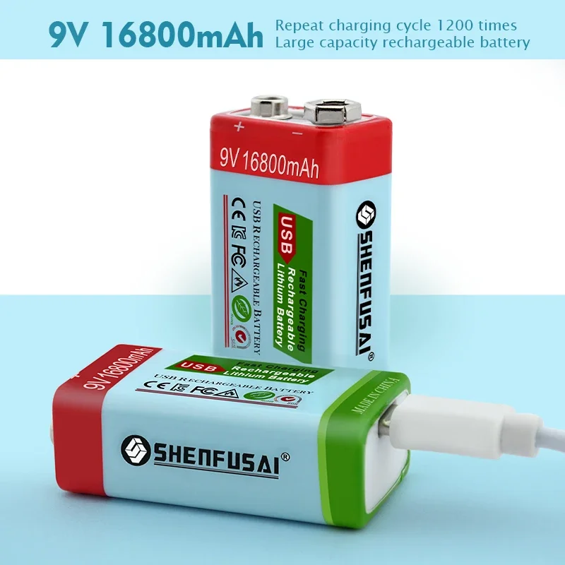 

9V 16800mAh lithium-ion rechargeable battery, miniature USB battery, used for multimeter, KTV, microphone, toy remote control