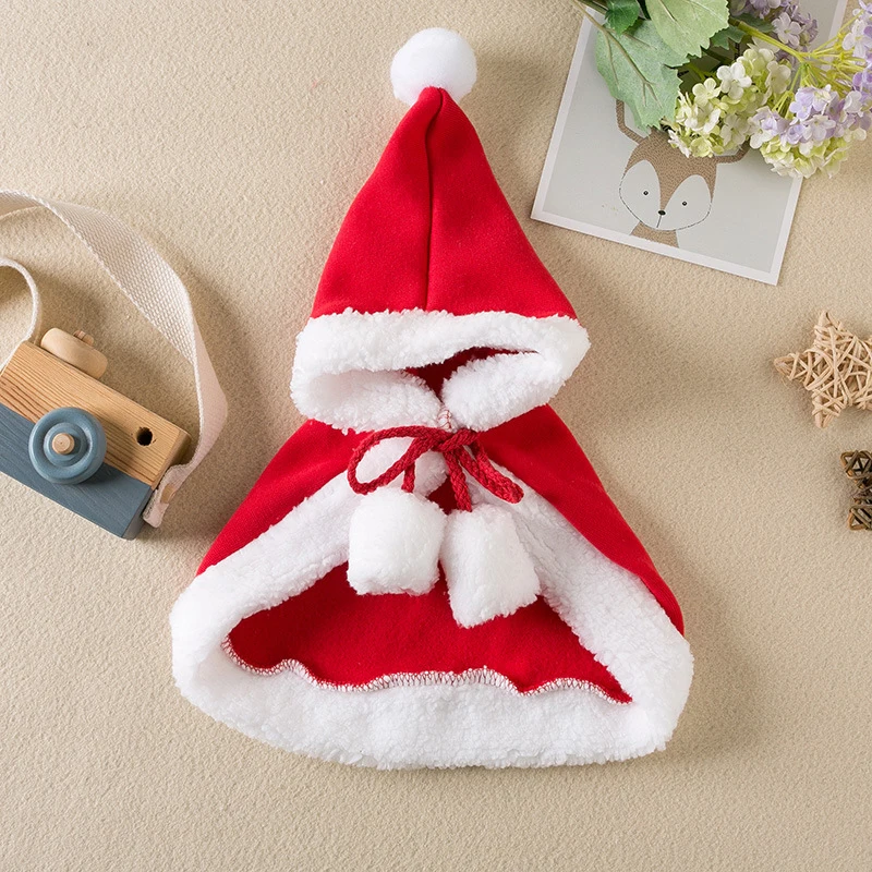 Pet Dog Cat Cape Winter Warm Tie up Furry Patchwork Christmas Costume Cosplay Party Pet Supplies Thick Dog Trench