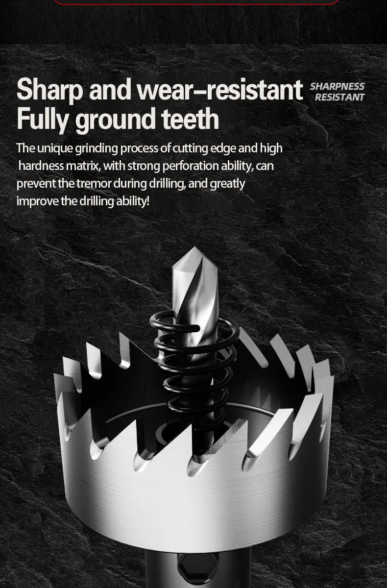 HSS Drill Bit Set 15-50mm Holesaw Hole Saw Cutter Drilling Kit Hand Tool For Stainless Steel Wood Metal Alloy Cutting Tip Drill