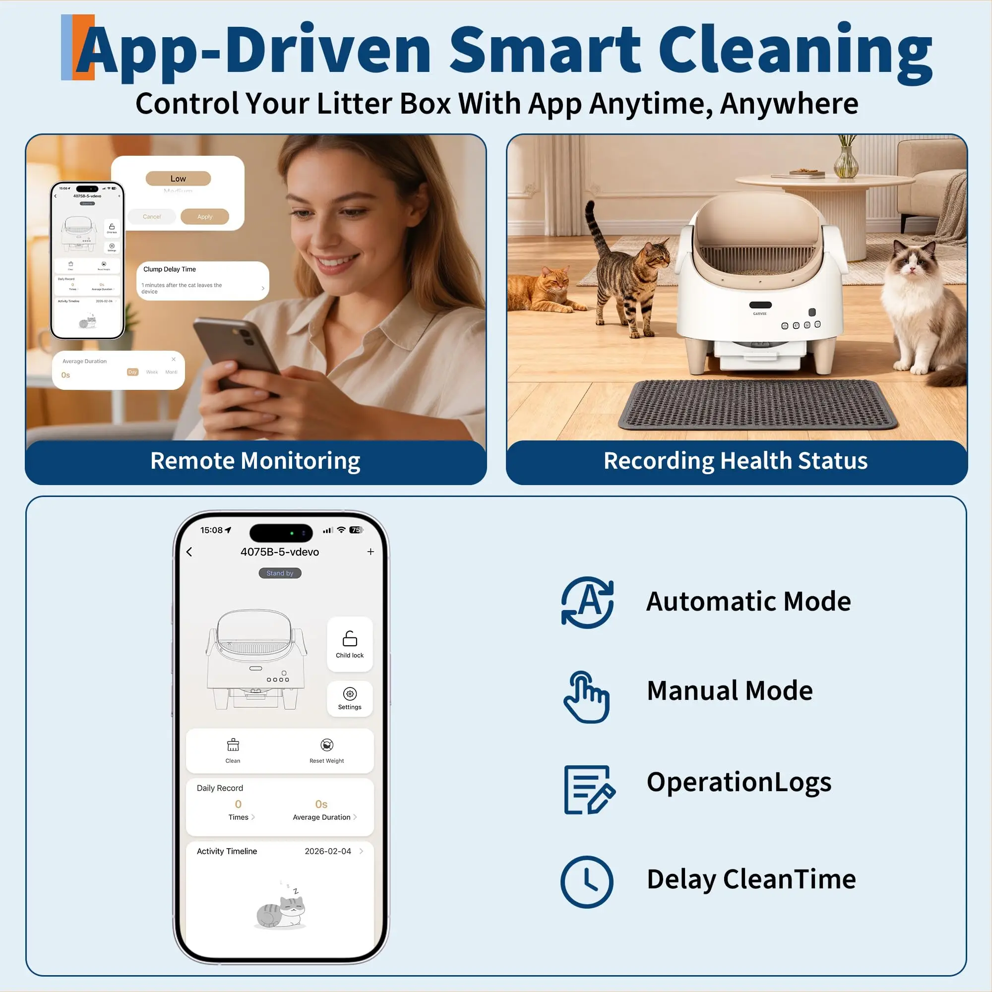 Self-cleaning Smart Cat Litter Box With Remote App Control_voghion.com