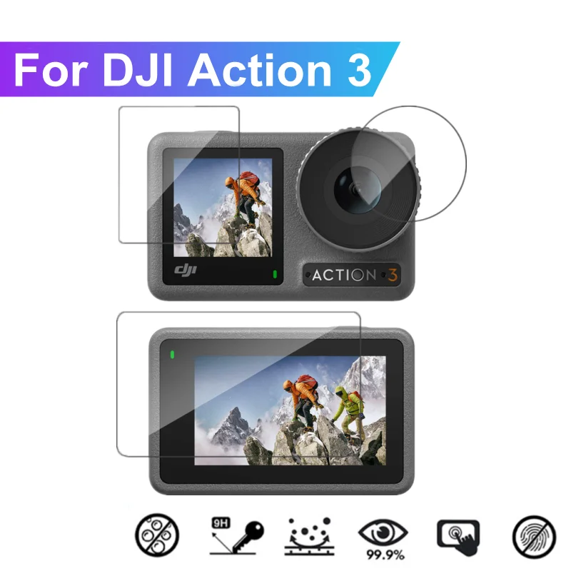 Vetro Temperato Per Dji Osmo Action 3 Protezione Dello Schermo Anteriore Posteriore Pellicola Protettiva Per Lenti Trasparenti Per Dji Action 3 Action
