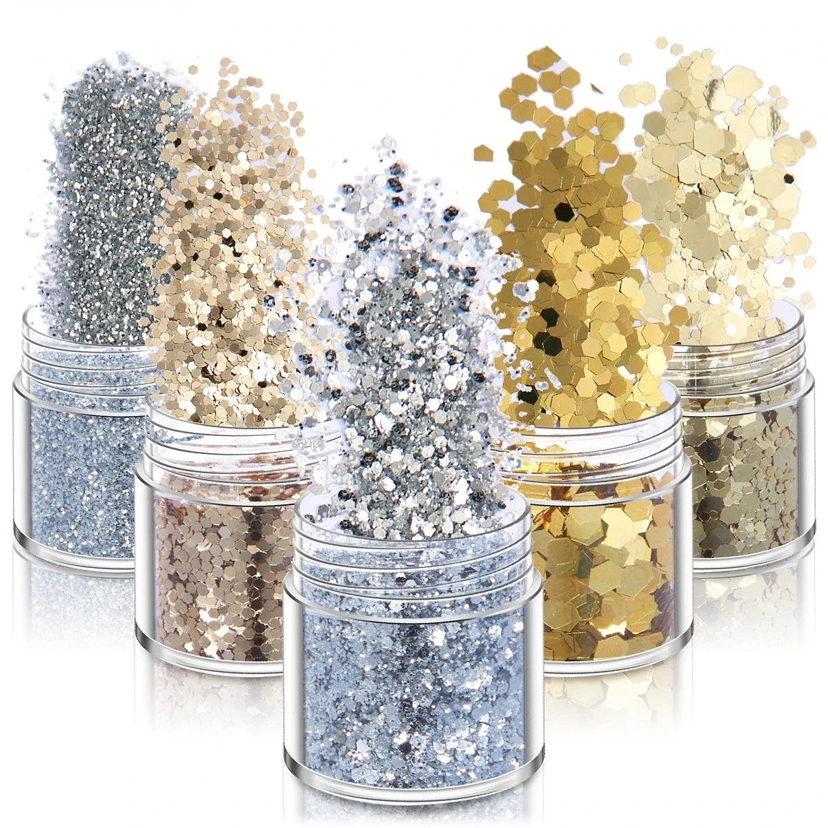 Nail Glitter Nail Flakes Holographic Mixed Hexagon Shape Chunky Sequins Laser Sparkly Flakes Slices Manicure Nails Art Decoration