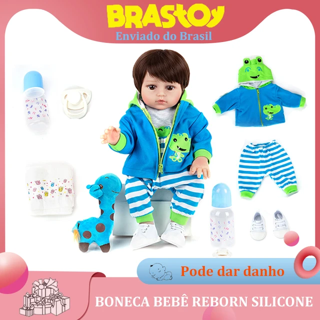 Bebê Reborn Azul Barata 100% Silicone (pode Dar Banho )24 Itens