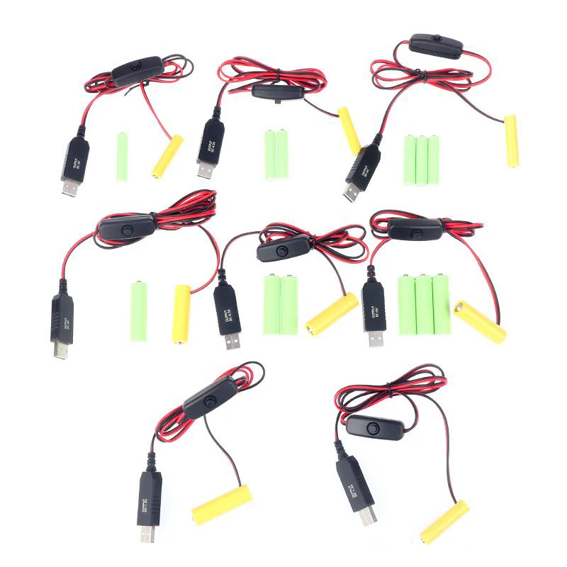 AAA 더미 배터리 어댑터 USB 전원 공급 장치 스위치 케이블, 원격 카메라 장난감 LED 스트립용 AAA 배터리 교체