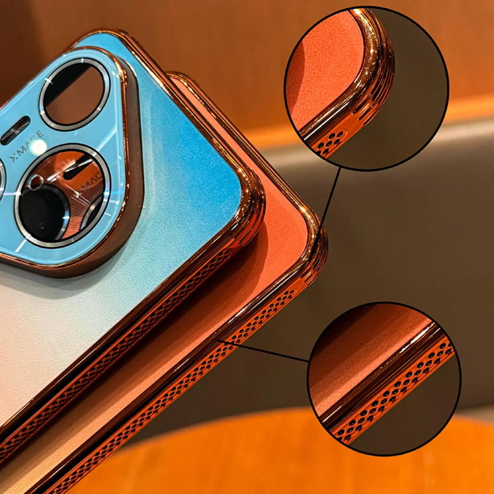 Gradient Color Breathable Shockproof Rainbow Phone Case with Plating Finish