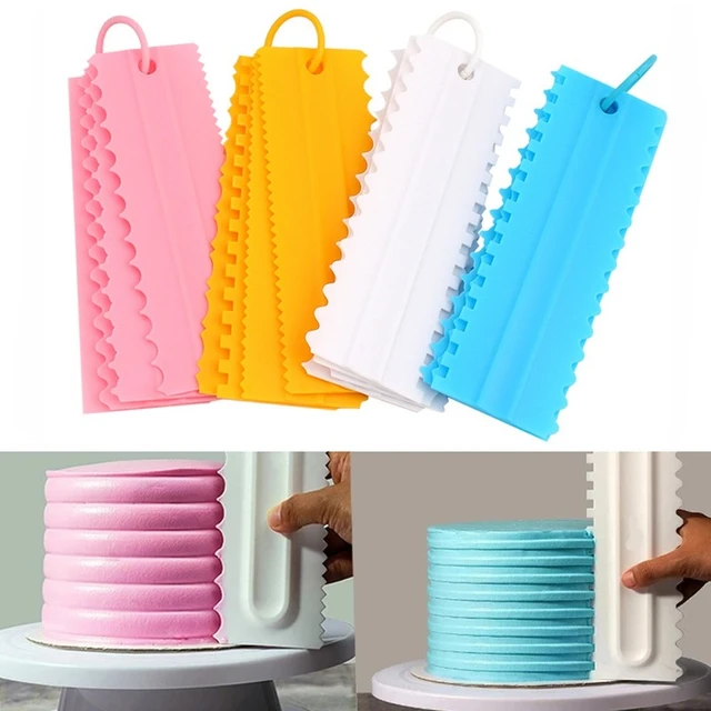 Teenitor Cake Scraper Cake Smoother, 7 Pcs Dough Scraper Bowl Scraper Cutters Cake Icing Scraper Smoother Tool Set for Bread Dough Cake Fondant Icing