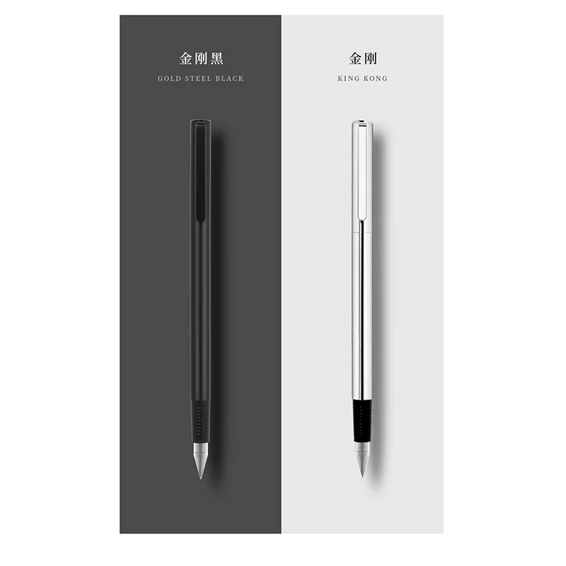 학생 펜을위한 럭셔리 실버 블랙 금속 만년필 휴대용 쓰기 학교 사무용품 맞춤형 이름 선물