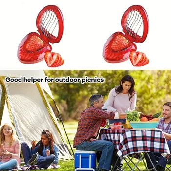 1/2 قطعة مزيل جذع مقشر الفراولة ومجموعة تقطيع الفراولة البطاطس الطماطم أخذ العينات الجوفية أدوات مطبخ الفولاذ المقاوم للصدأ - Image 5