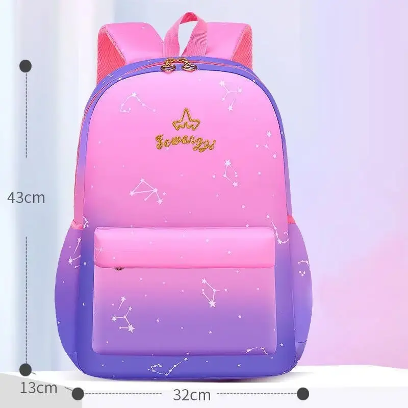 School Bags Student Starry Sky Gradient Lightweight Backpack For Primary School Grades 1-3-6 Double Shoulder Children's Bookbag
