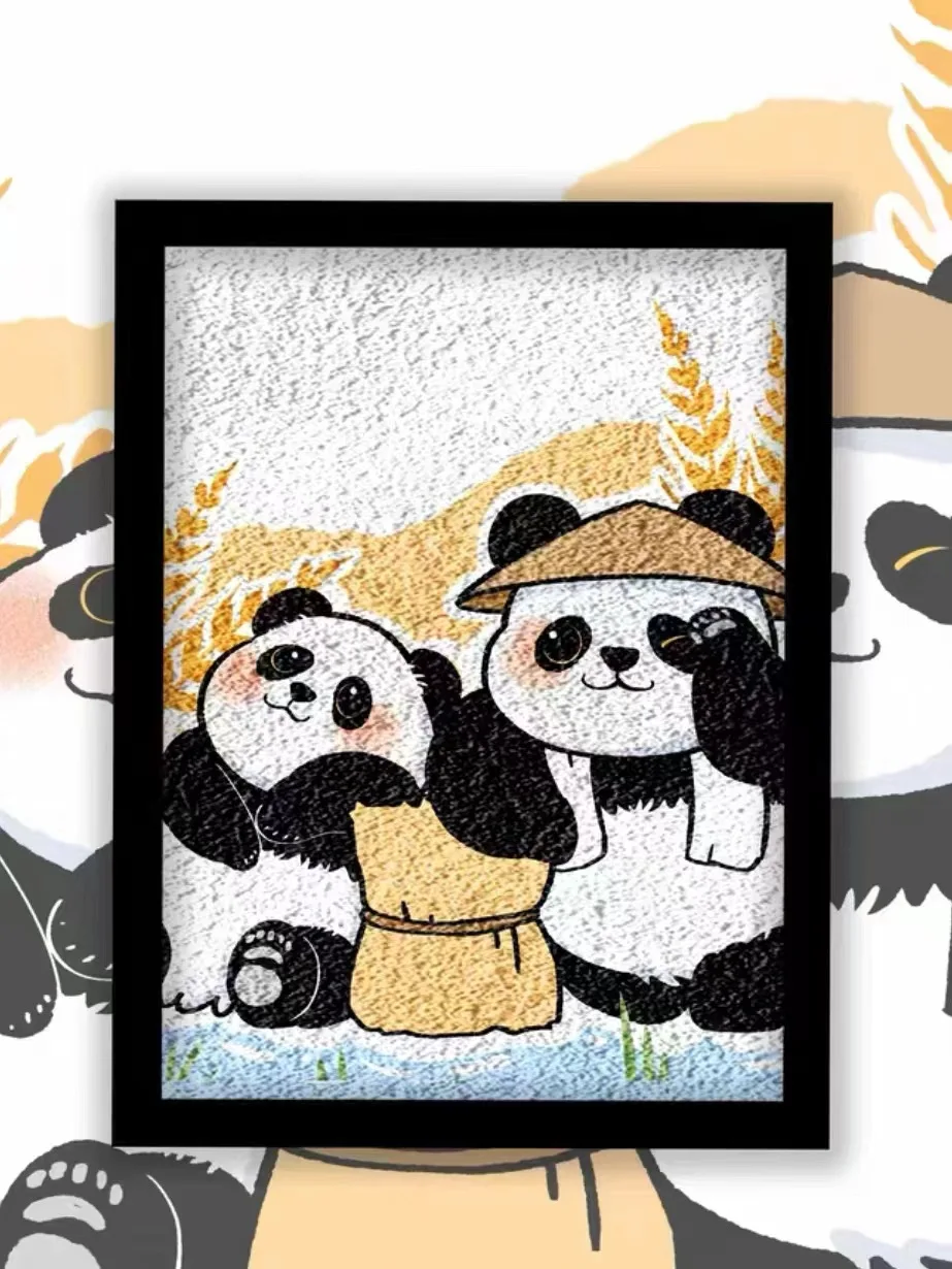 

Cute Panda-painted colorful paint oil painted oil color and colorful and simple children's hand with color painting