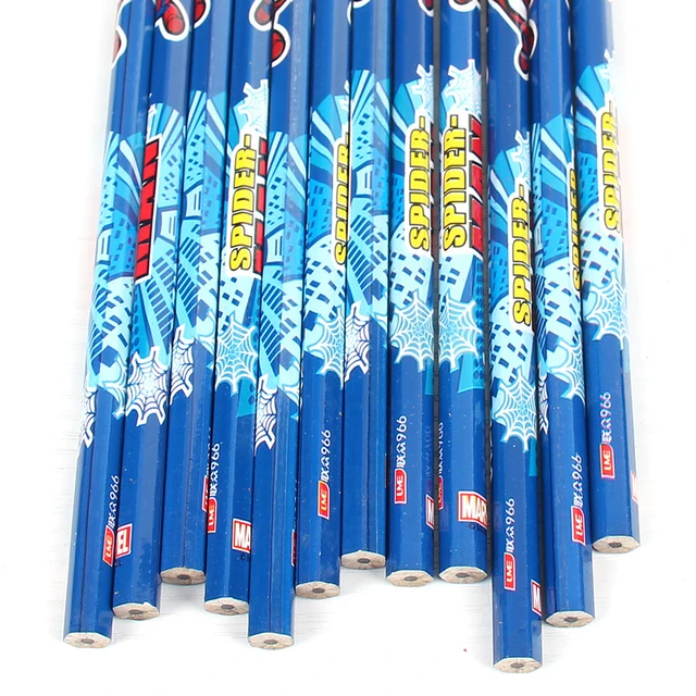 Marvel Super Heroes Anime Spider-Man Kids Boys Girls 4B pencils bold  drawing writing pose triangle pencils children's stationery - AliExpress