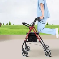 Walking Aid for The Elderly, Safe and Seatable Walker, Adjustable Height Assisted Mobility Scooter, One-Touch Folding Trolley 2
