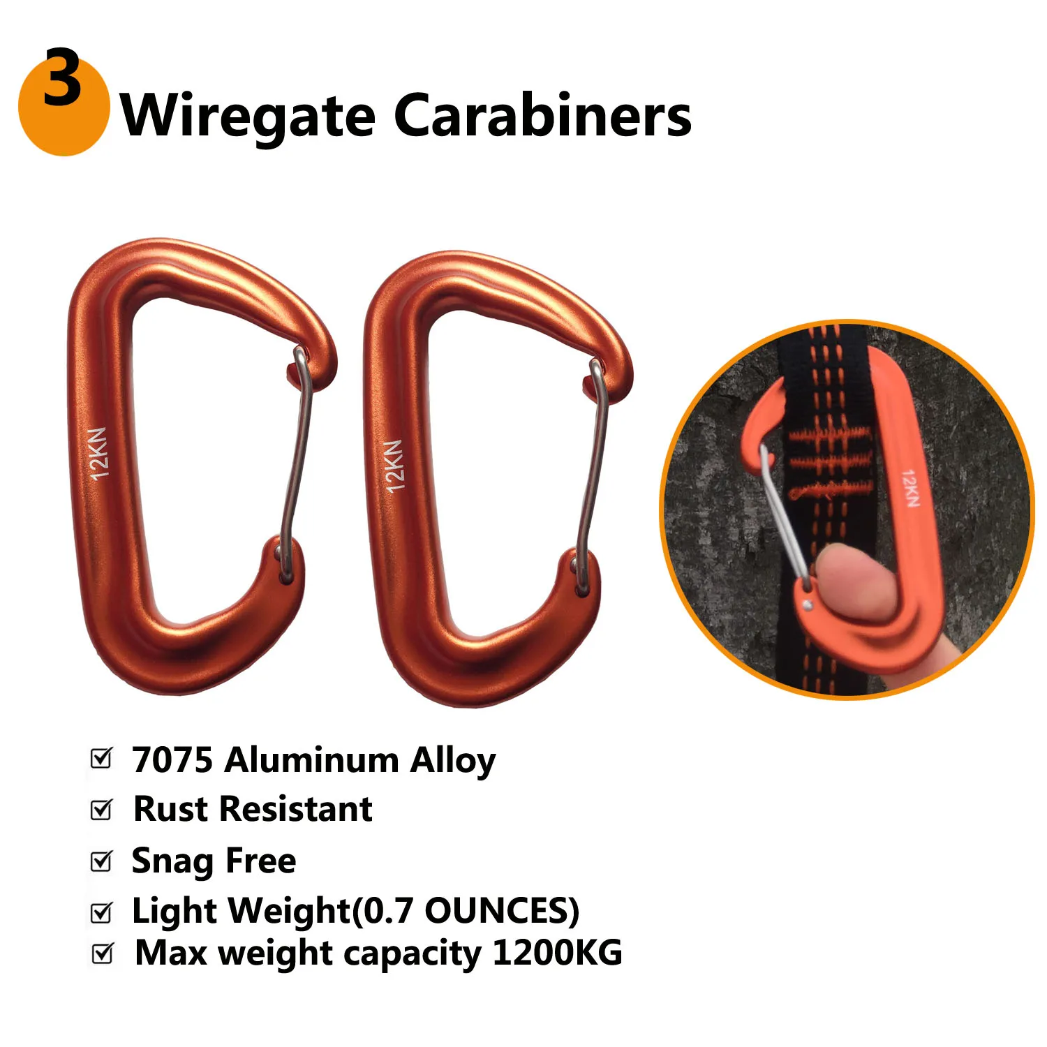 Outdoor Hammock Straps with 12 Adjustable Loops – Ultra-Length Suspension Belts with 7075 Alloy Aluminum Carabiners 4