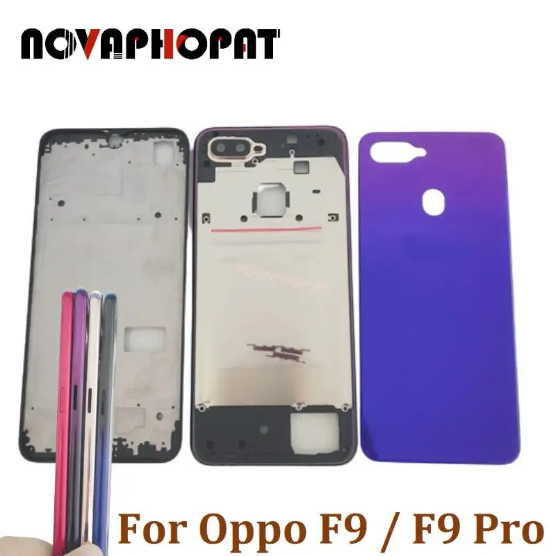 

Фоторамка средняя рамка для Oppo F9 крышка аккумулятора задняя крышка корпуса камеры стеклянный объектив Боковая кнопка