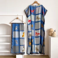 Robe Kaftan Élégante en Soie Imprimée pour Femme Musulmane, Nouvelle Mode Africaine Longue Abaya Koweïtienne Oversize pour l'Été 2026 4