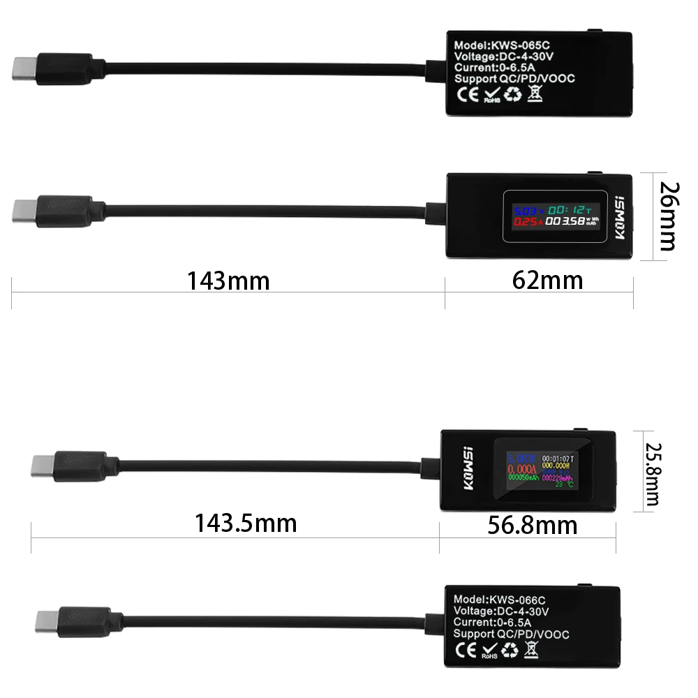 Double Type-C Tester DC Digital Voltmeter Amperimetor Voltage Current Meter Ammeter Detector Power Bank Charger Indicator digital multimeter,digital voltmeter,voltage tester,digital current meter,multimeter tester