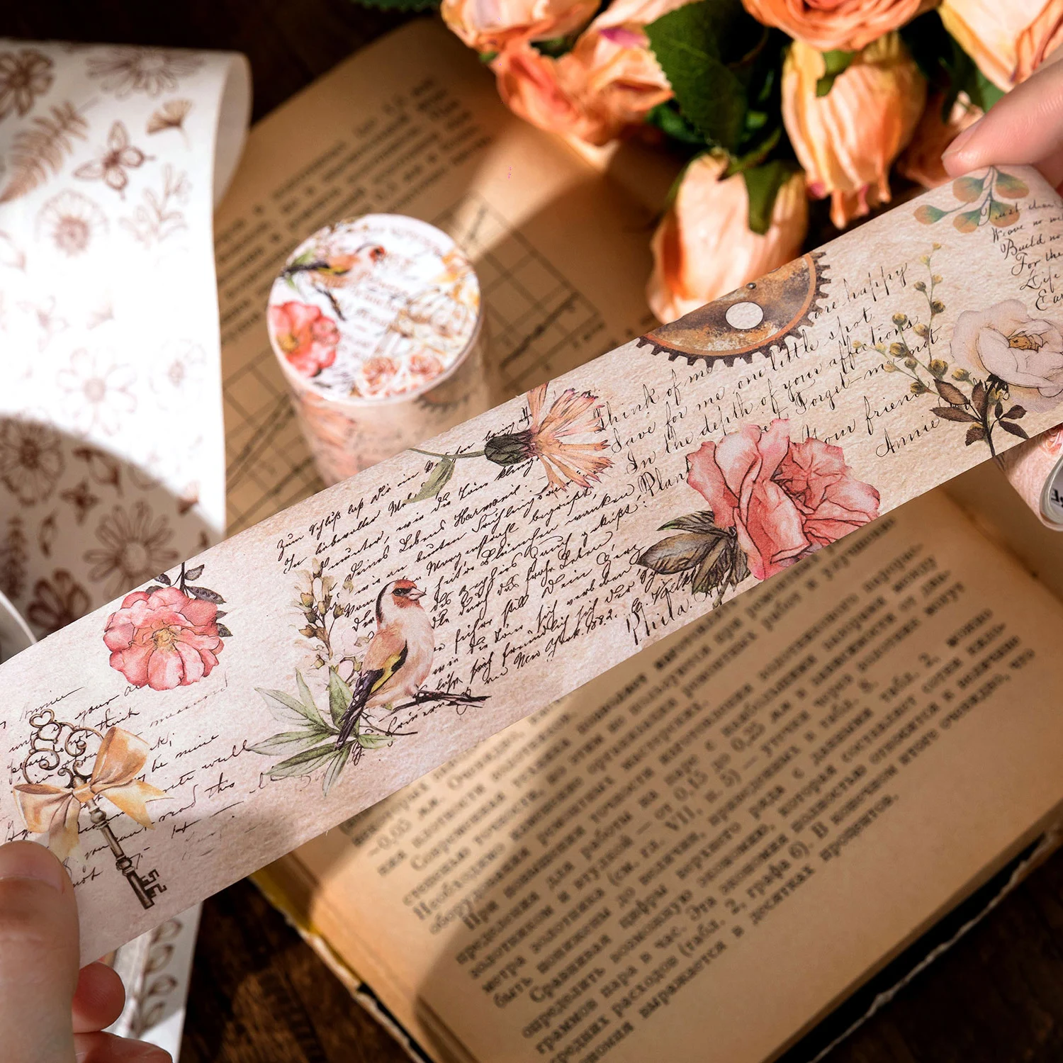 TIANZI 30mm/50mm*2m Vintage Plant Masking Washi Tape Flowers Sticker Aesthetics Diy Scrapbooking Sticker School Supplies 5