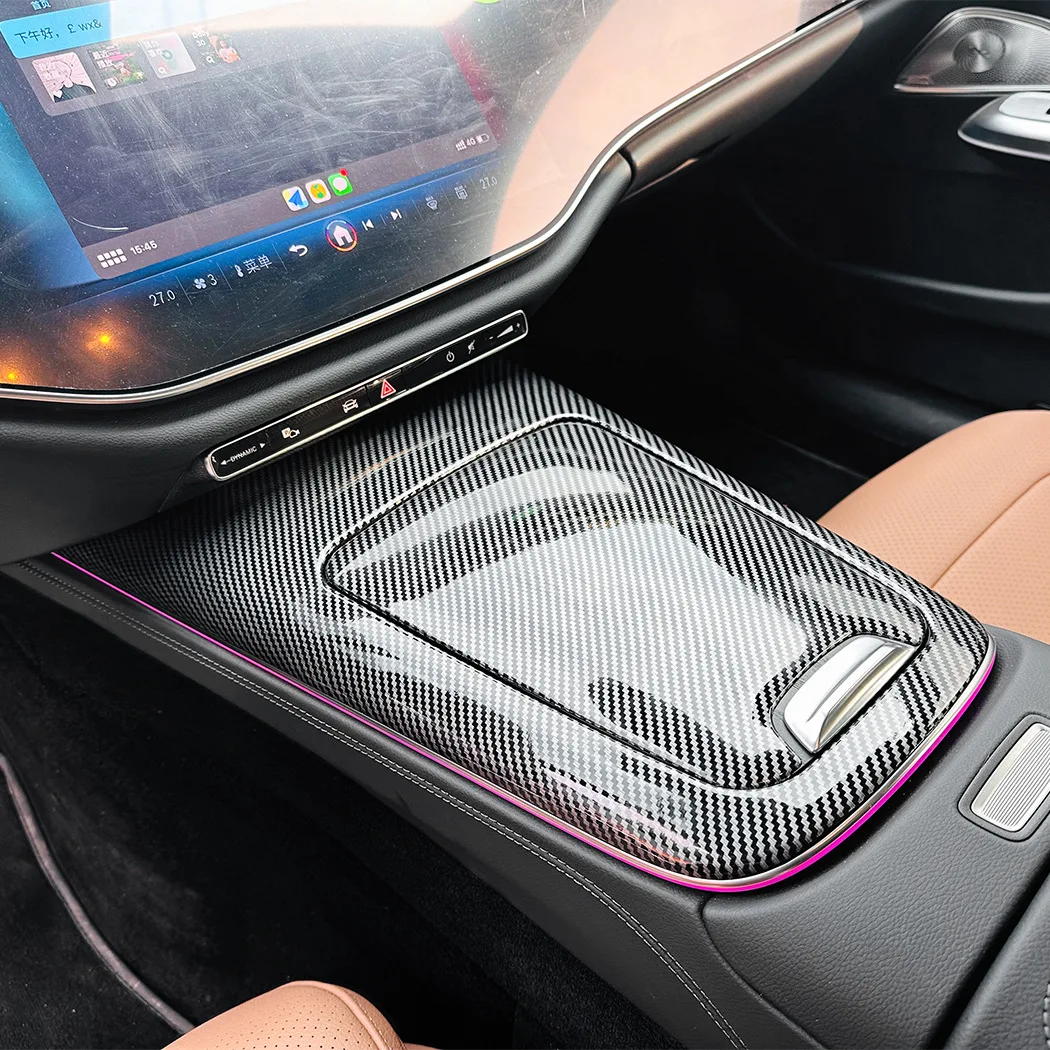 메르세데스 벤츠 E 클래스 W214 2024 + E260 E300 센터 콘솔 인테리어 패치 자동차 스티커 수정 탄소 섬유 스타일