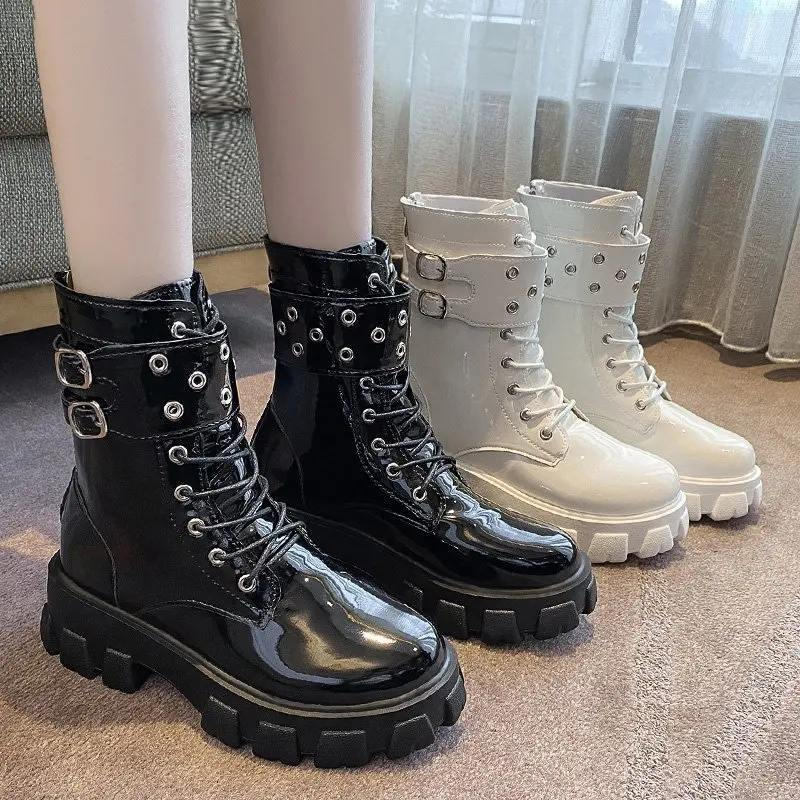 Women Boots 2023 Winter New Fashion Platform Zipper Mid Calf Boots