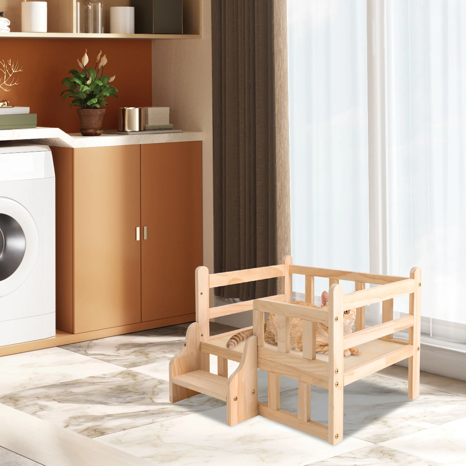 Dog Crate with Solid Pine Wood, Hypoallergenic and Chemical-Free, Sturdy Structure with Reinforced Screws, Spacious Nest